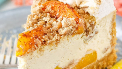 Bourbon Peach Streusel Cheesecake