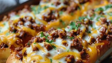 Cheesy Sloppy Joe Garlic Bread