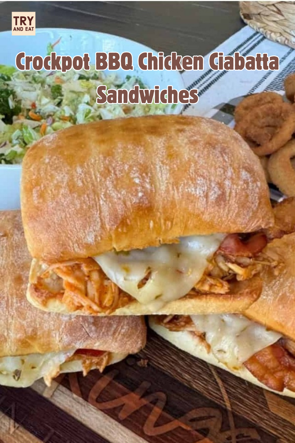 Crockpot BBQ Chicken Ciabatta Sandwiches