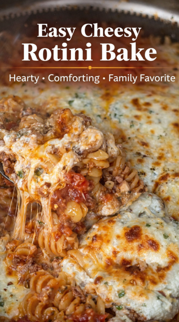 Easy Cheesy Rotini Bake – Comforting Baked Pasta Casserole Recipe