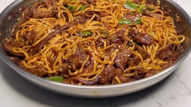 High Protein Mongolian Beef Noodles