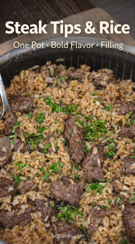Steak Tips and Rice One-Pot Dinner That’s Bold and Filling