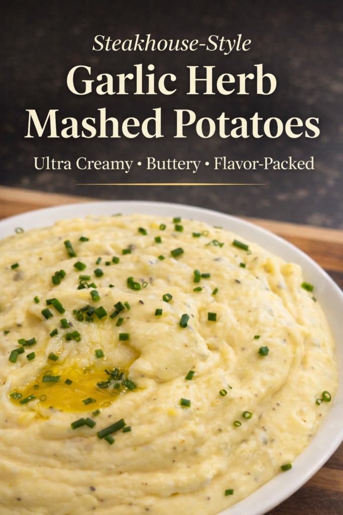 Steakhouse-Style Garlic Herb Mashed Potatoes – Ultra Creamy & Buttery
