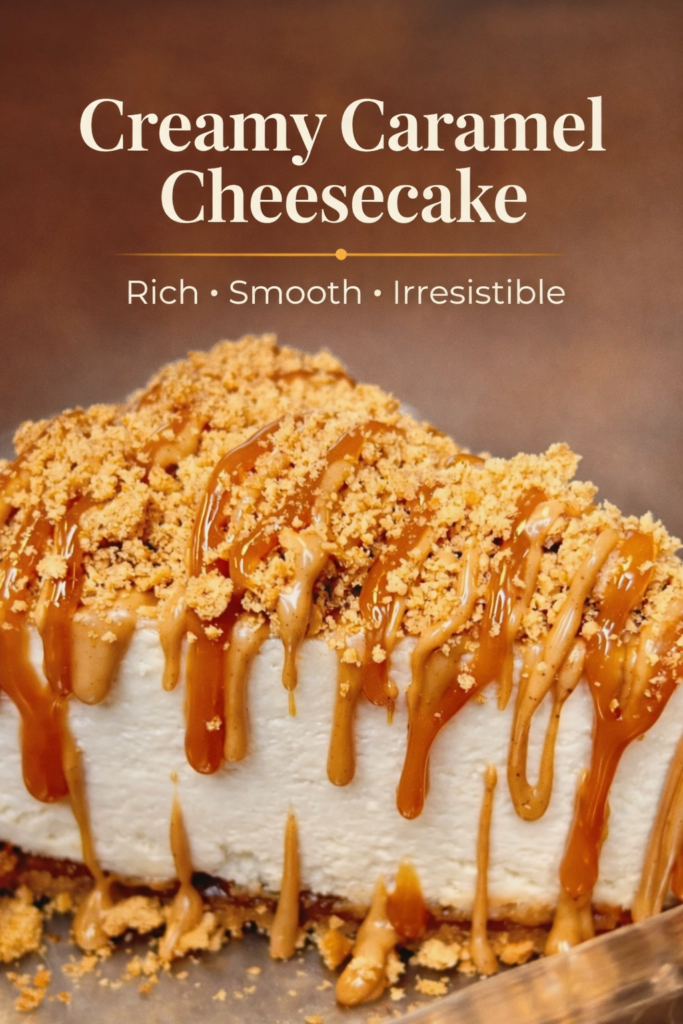Creamy Caramel Cheesecake Slice with Crunchy Topping