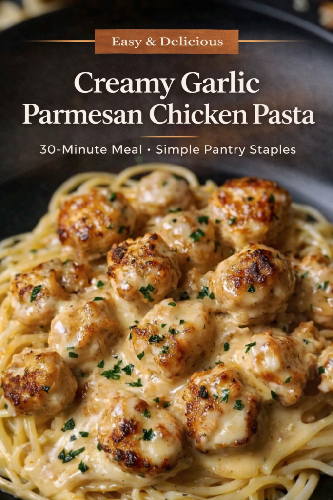 Creamy Garlic Parmesan Chicken Pasta (30-Minute Dinner)