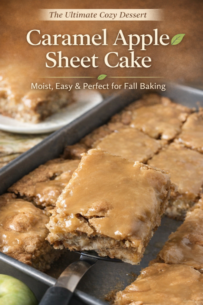 Easy Caramel Apple Sheet Cake with Brown Sugar Glaze