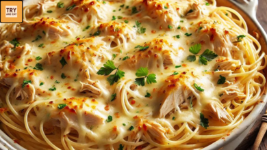 Easy Chicken Tetrazzini (Creamy & Cheesy Bake)