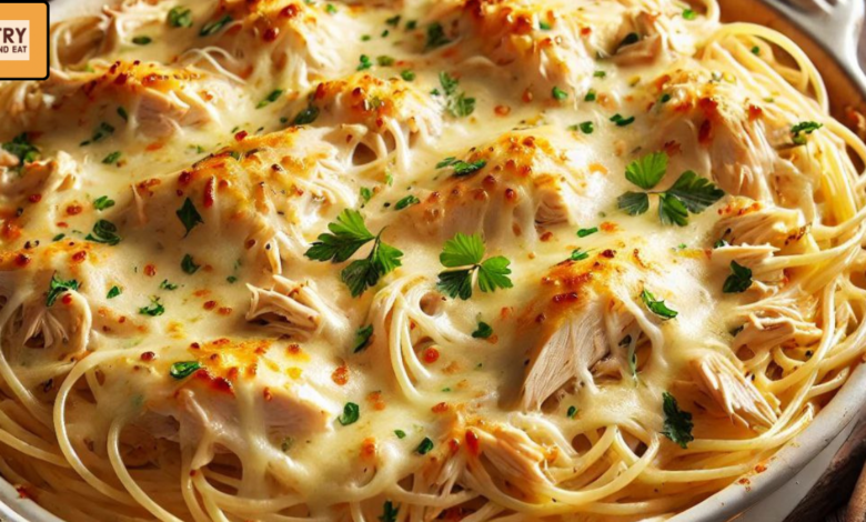 Easy Chicken Tetrazzini (Creamy & Cheesy Bake)