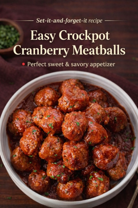 Easy Crockpot Cranberry Meatballs (Sweet & Savory Appetizer)