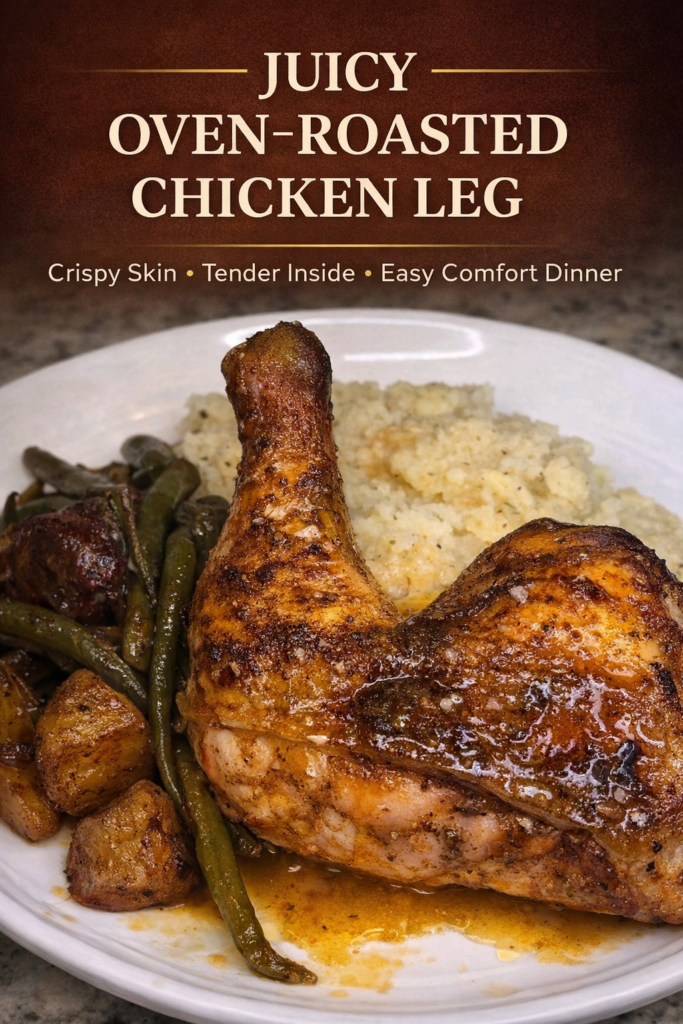 Juicy Oven-Roasted Chicken Leg Dinner with Mashed Potatoes