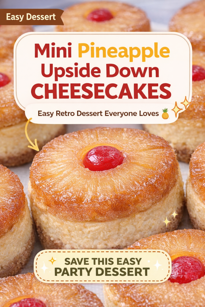 Mini Pineapple Upside Down Cheesecakes (Easy Party Dessert Recipe)