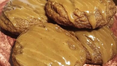 Pumpkin Cookies with Caramel Sauce