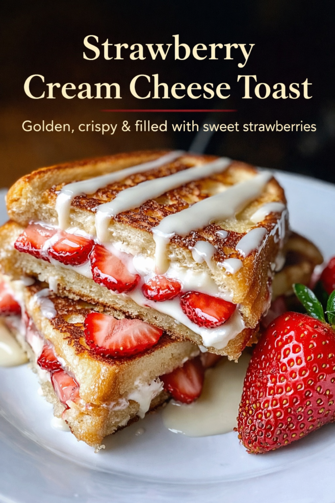 Strawberry Cream Cheese Sandwich (Golden & Crispy Sweet Toast)