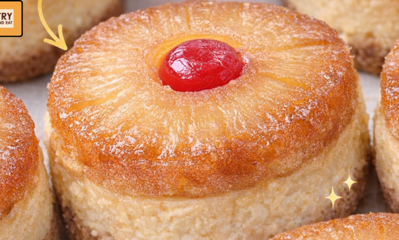 Mini Pineapple Upside Down Cheesecakes – Easy Retro Dessert