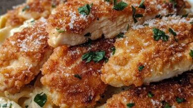 Crispy Chicken with Creamy Pasta