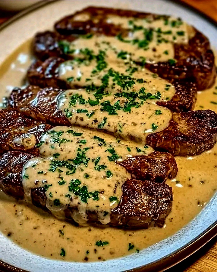 Juicy Steak with Creamy Garlic Sauce