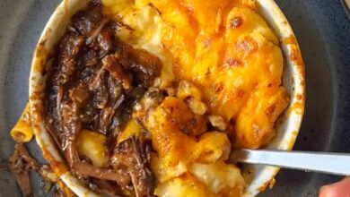 Braised Oxtail with Golden Mac & Cheese Crust