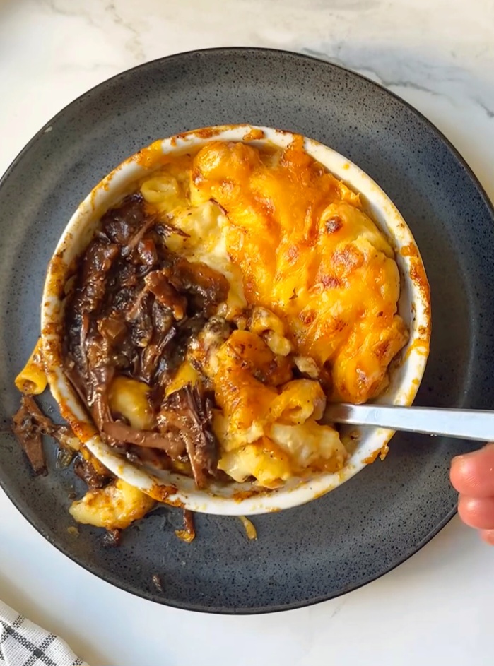 Braised Oxtail with Golden Mac & Cheese Crust