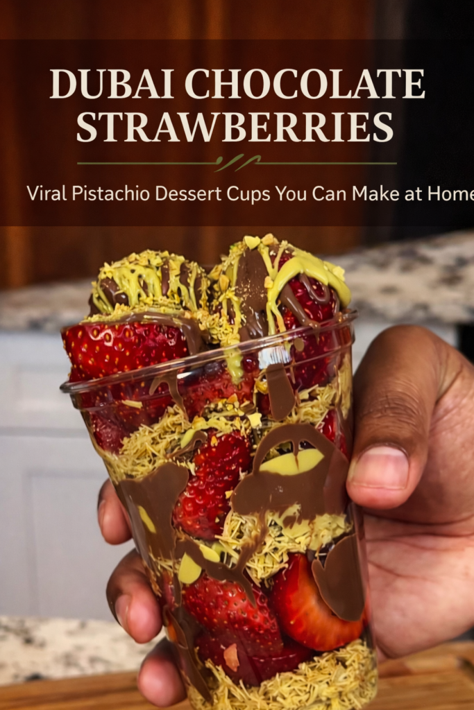 Dubai Chocolate Strawberries (Viral Pistachio Dessert Cups)