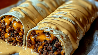 Cheesy Ground Beef Delight Wrap with Creamy Sauce