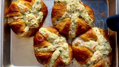 Golden Cheesy Crab Rangoon Croissants