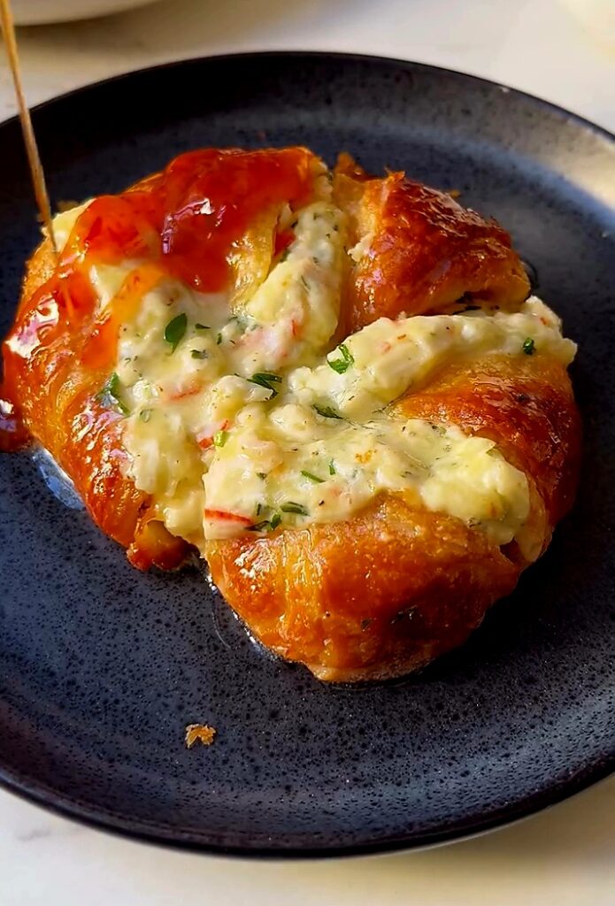 Golden Cheesy Crab Rangoon Croissants
