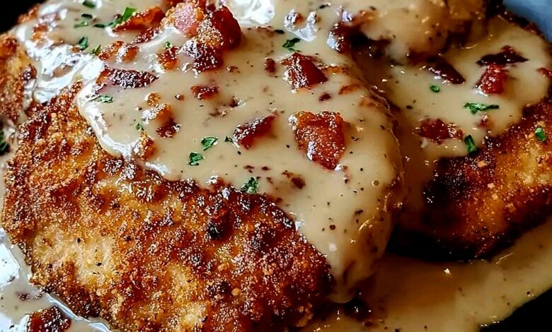 Country Fried Pork Chops with Bacon Gravy