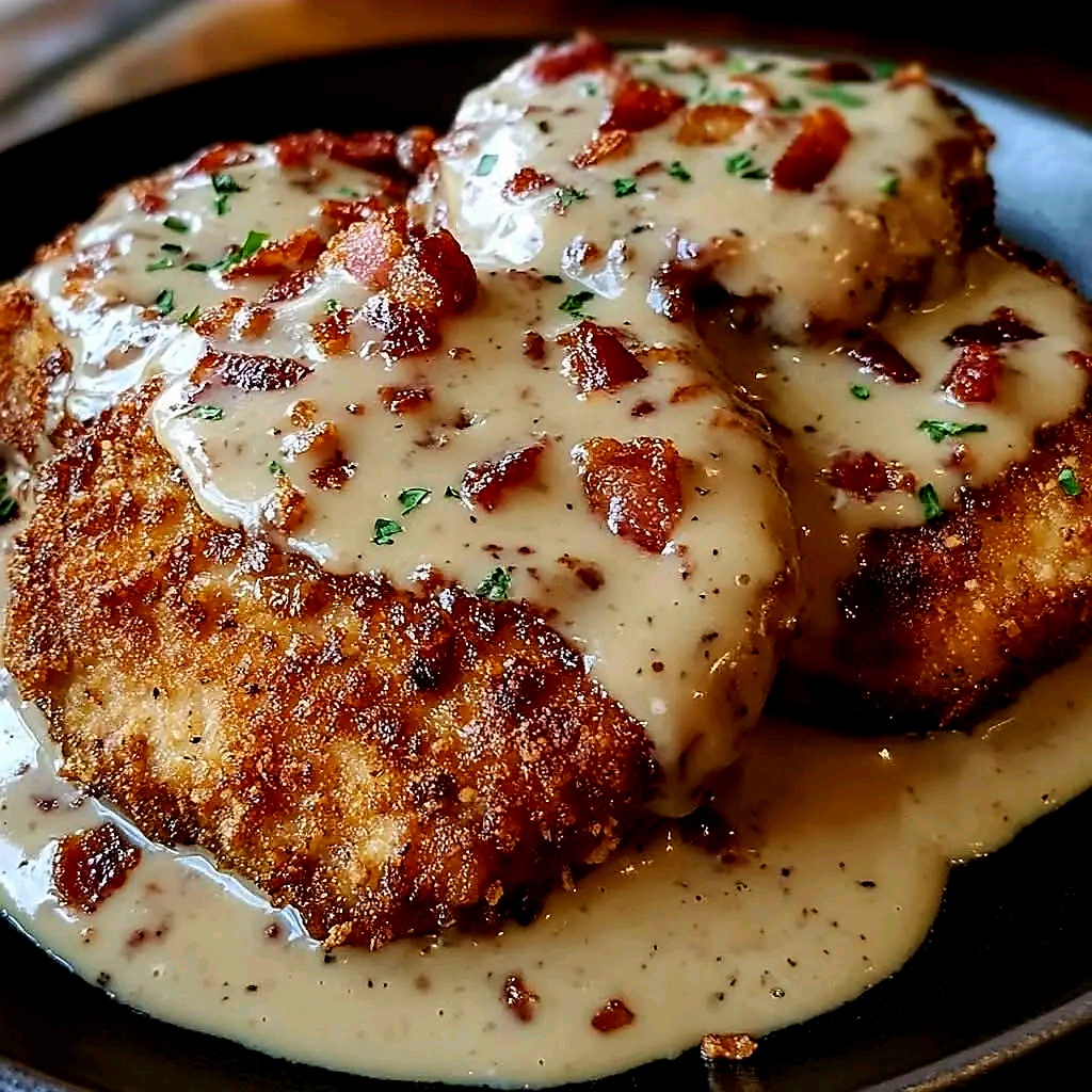 Country Fried Pork Chops with Bacon Gravy