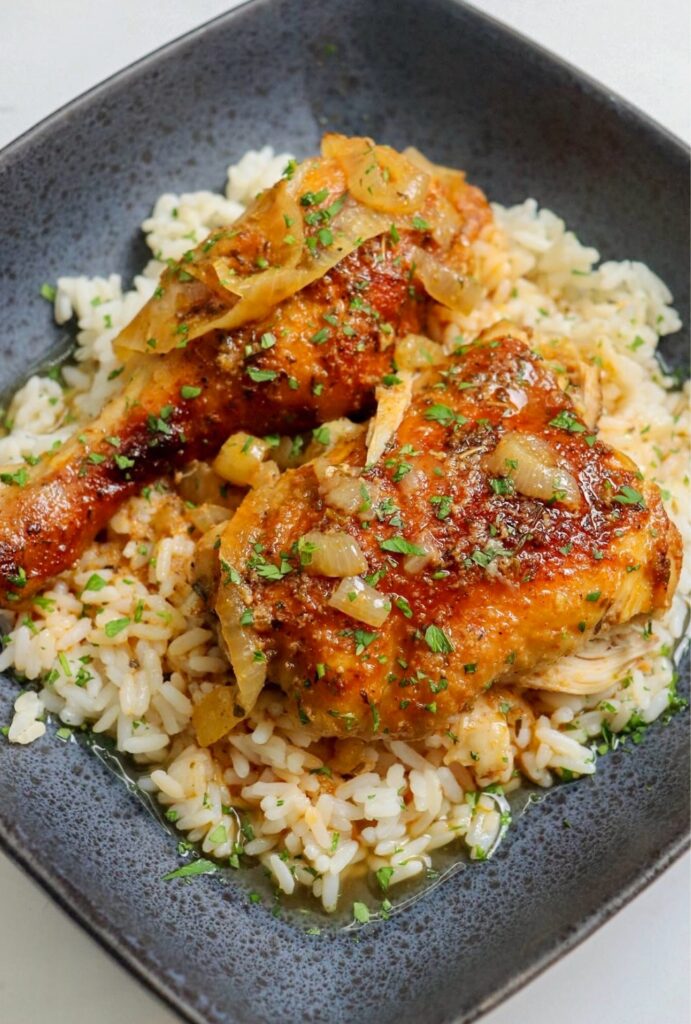 Oven-Baked Chicken and Onions