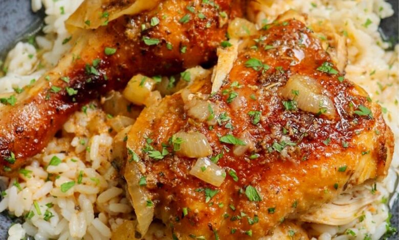 Oven-Baked Chicken and Onions