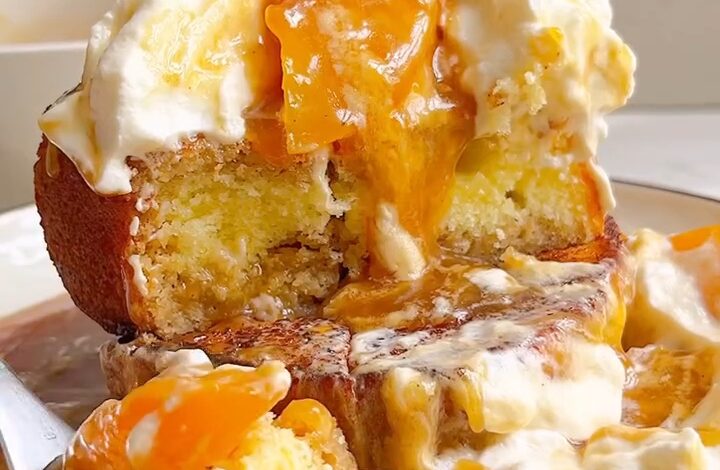 Peach-Glazed Pound Cake French Toast