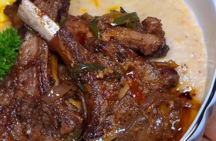 Creamy Grits with Lamb Chops