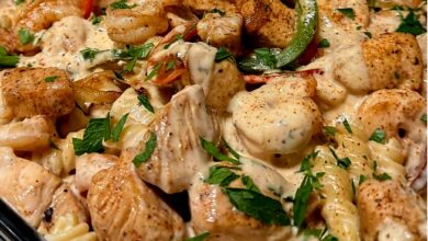 Ultimate Rasta Pasta with Smoked Sausage, Chicken & Blackened Shrimp