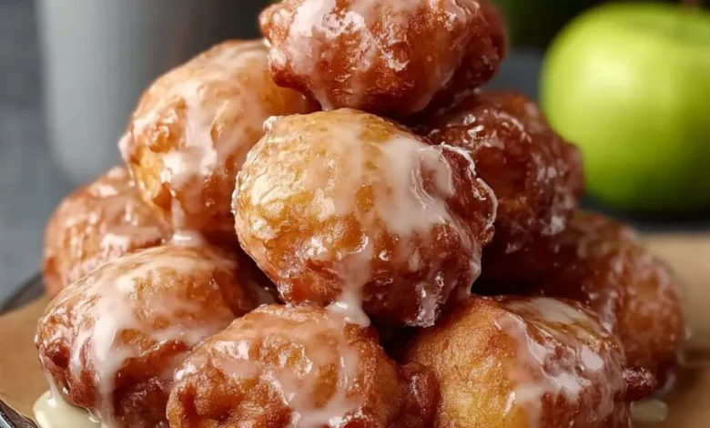 baked cinnamon-glazed apple fritters