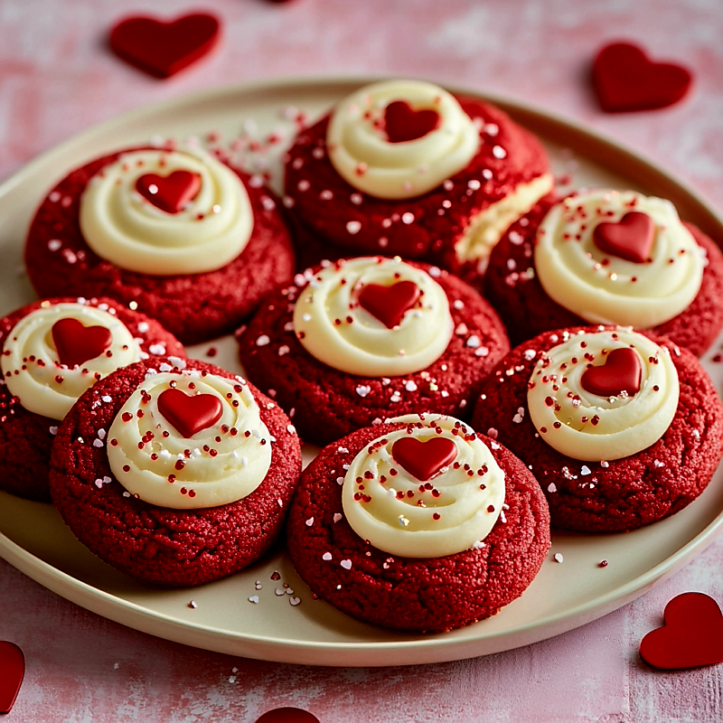 Red Velvet Cookies with Cream Cheese Frosting
