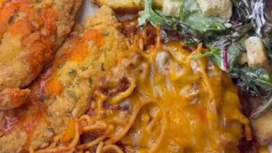 Spaghetti with Fried Catfish