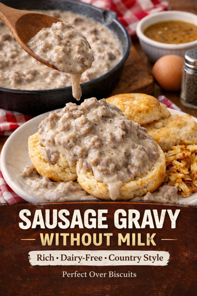3 Ingredient Sausage Gravy Without Milk (Easy Dairy-Free Biscuits & Gravy)