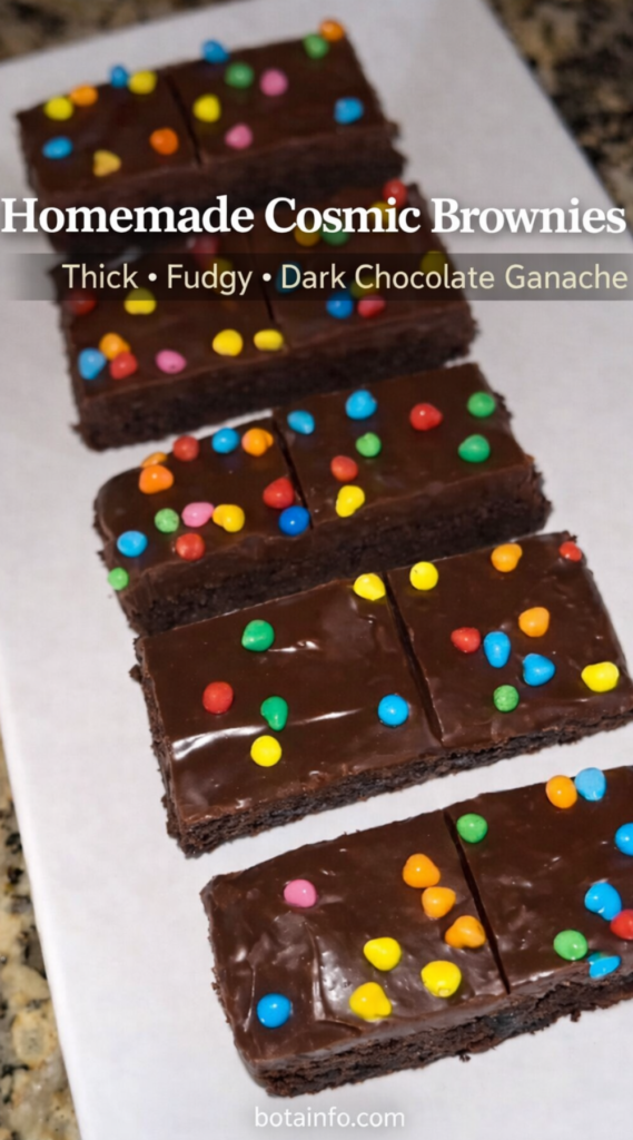 Homemade Cosmic Brownies with Thick Fudgy Chocolate & Ganache