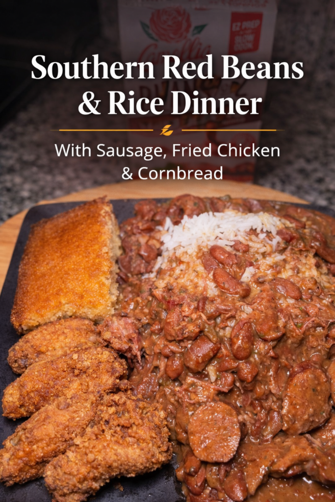 Easy Red Beans and Rice with Sausage and Fried Chicken (Classic Southern Comfort Dinner)