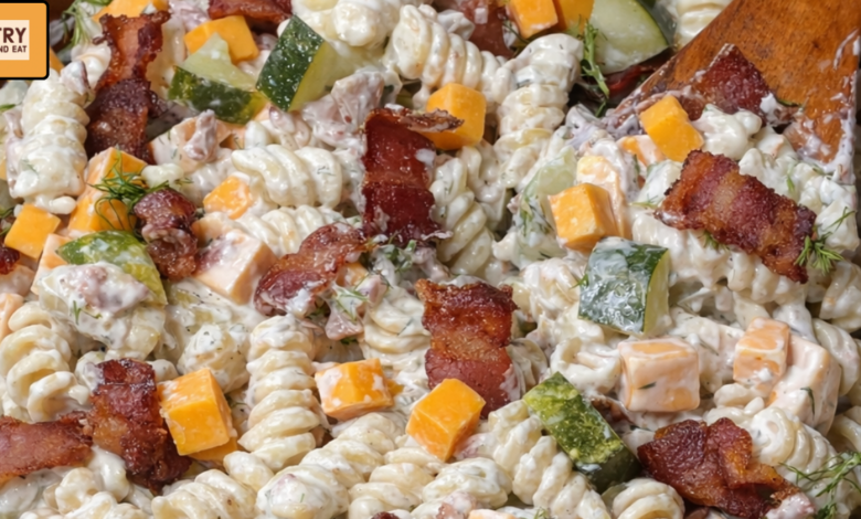 Cold-Dill-Pickle-Bacon-Ranch-Pasta-Salad