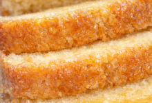 Moist butter loaf cake with glossy golden crust and soft slices