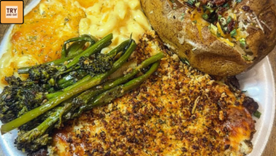 steakhouse style parmesan crusted steak dinner plate