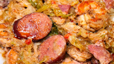Cajun cabbage skillet with shrimp and smoked sausage in a flavorful one-pot Southern dish